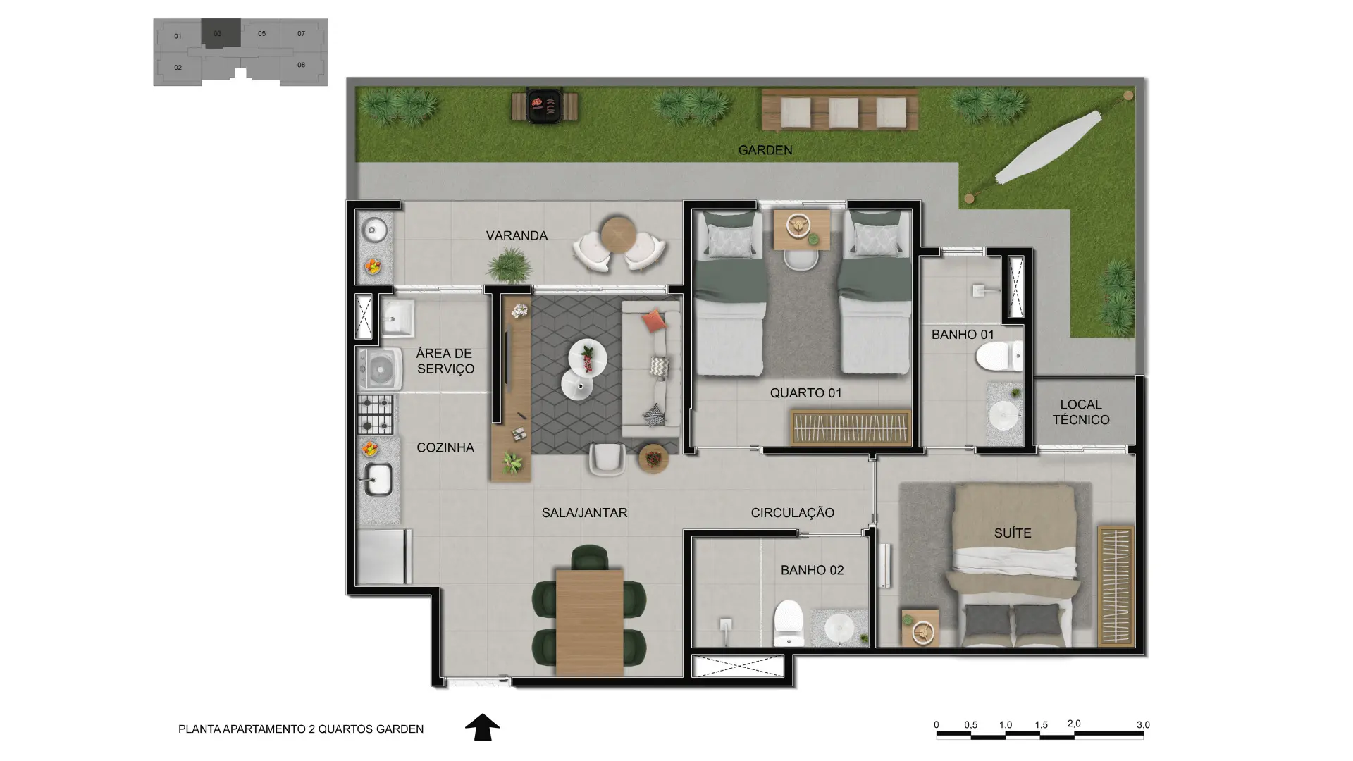 Planta-Apto-2q-garden-Alto-do-Horizonte-Riva